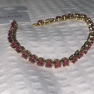 XuPing Gold Bracelet with Pink Accents
